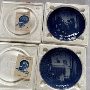 Royal Copenhagen Blue Christmas Collector Plates (Pair)